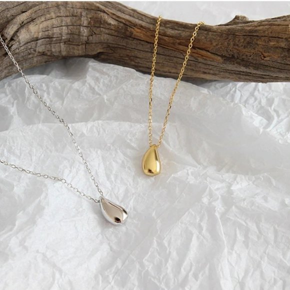 *NEW Gold/925 Sterling Silver Waterdrop Necklace - Picture 5 of 8